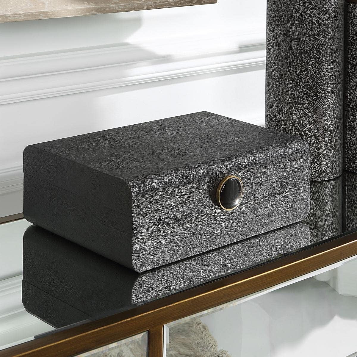 Lalique Contemporary MDF Wood And Shagreen Box In Black Finish