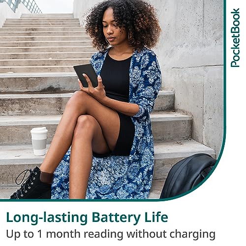 PocketBook Basic Lux 4 E-Book Reader | 6ʺ Glare-Free & Eye-Friendly E-Ink Technology | Compact & Lightweight E-Reader | Frontlight | Touchscreen | Wi-Fi | Dictionaries | Micro-SD Slot
