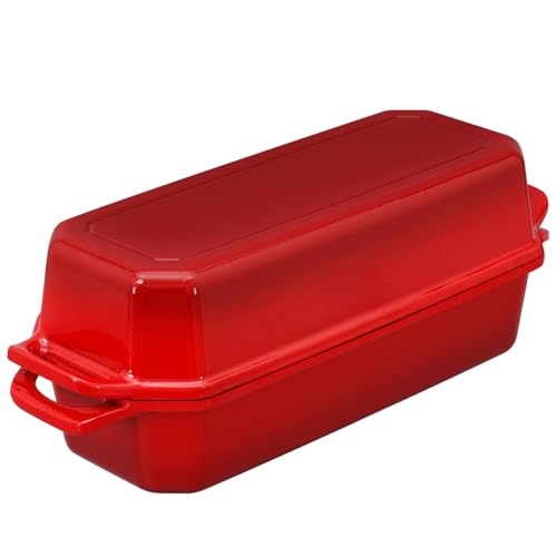 Bread Pan Cast Iron Loaf Pan with Lid Bread Loaf Pan 9x5 Inch Loaf Pan Enameled Cast Iron Sourdough Loaf Pan, DarkCyan