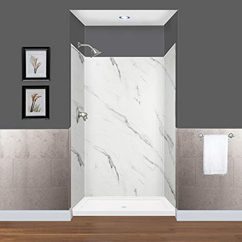Transolid EWK363672-41 Expressions 3-Panel Shower Wall Kit, 36-in L x 36-in W x 72-in H, Bianca
