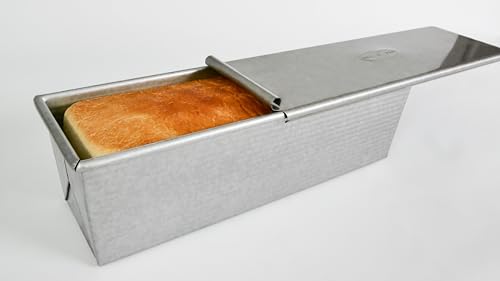 USA Pan Bakeware Pullman Loaf Pan with Cover, 13 x 4 inch, Nonstick & Quick Release Coating, Made in the USA from Aluminized Steel