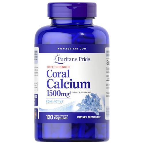 Puritan's Pride Absorbable Calcium 1500 mg Plus Vitamin D3 25mcg 1000 IU, Dietary Supplement for Bone Strength, Heart, Nerve, Muscle, and Immune Support, 120 Coated Caplets