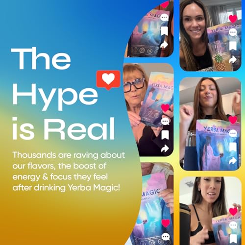 Yerba Mate Instant Tea Powder, 3-in-1 Super Drink - Clean Energy, Brain Fog Buster, and Gut Health Powered by Nootropics, Prebiotics and Probiotics | Yerba Magic Pina Colada 30 Servings