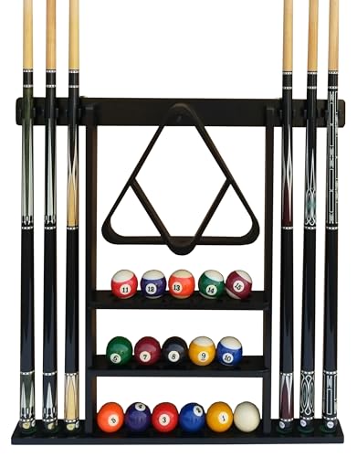 Flintar Wall Mount Cue Rack, Billiard Pool Cue Stick holder, Premium Quality Made in TAIWAN, Solid Hardwood, Cue Rack Only