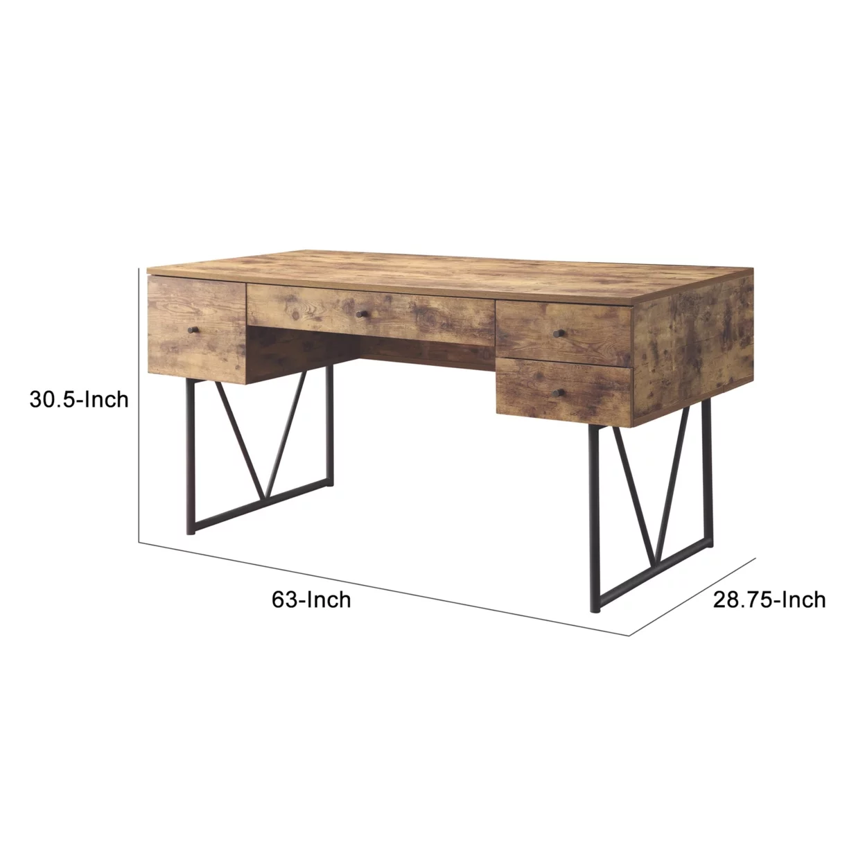 Analiese 4-drawer Writing Desk Antique Nutmeg