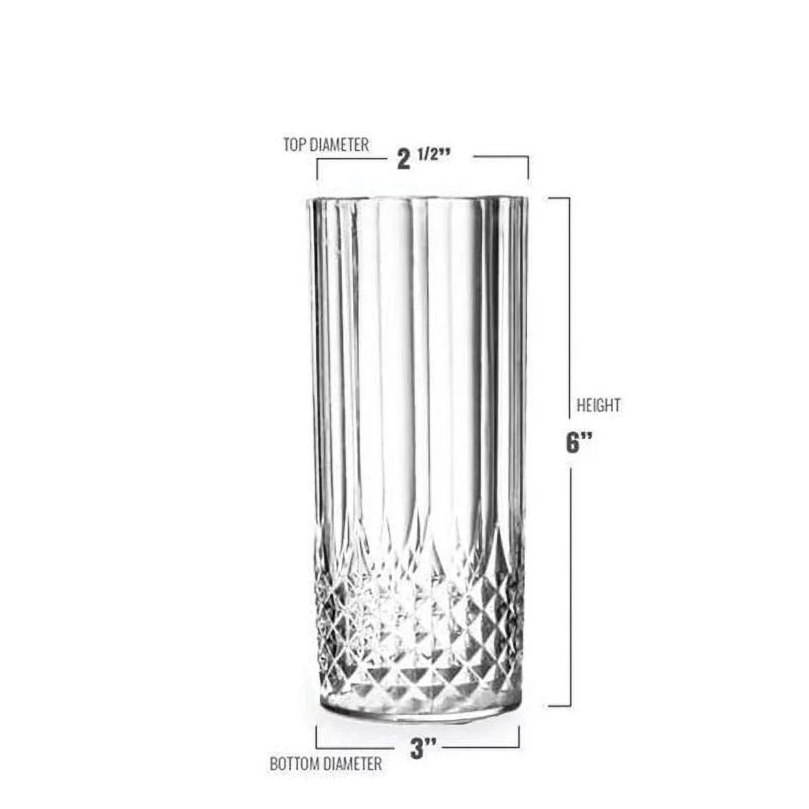 Smarty 14 oz. Clear Crystal Cut High Ball Plastic Glasses 48ct