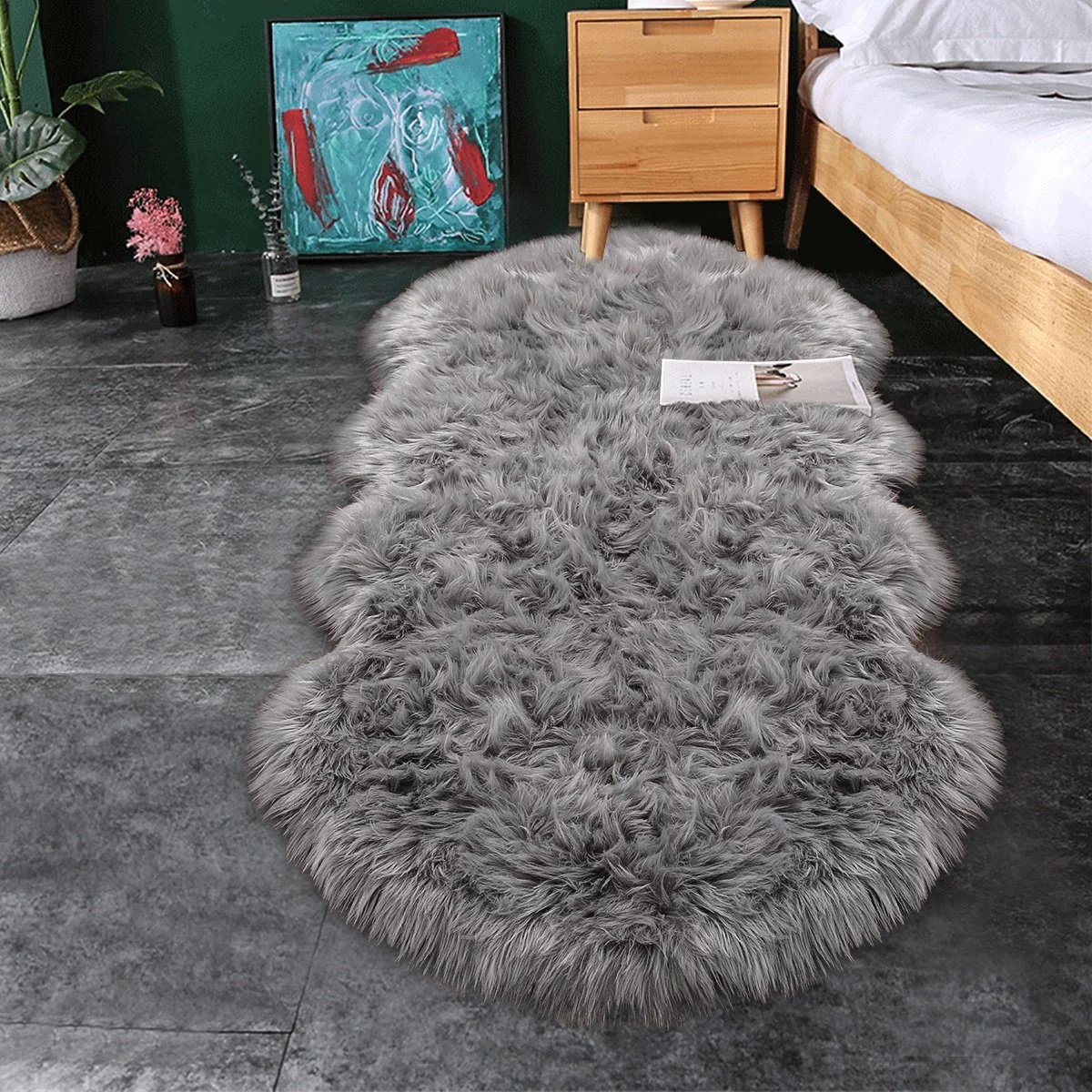 Noahas Modern Solid Print Area Rug, Gary, 2.6'x5.2'