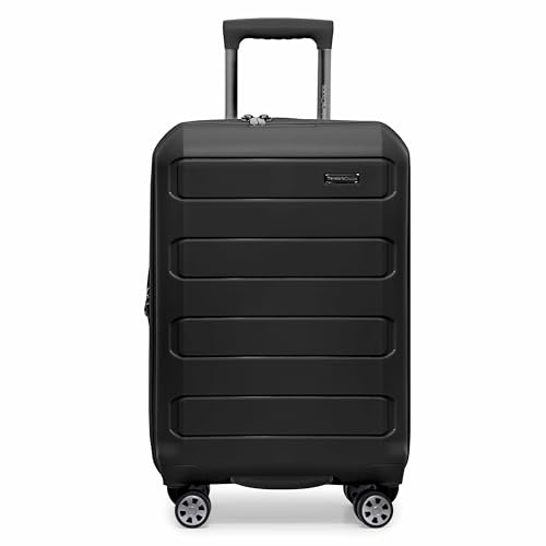 Traveler's Choice Pagosa Indestructible Hardshell Expandable Spinner Luggage, Black, 22