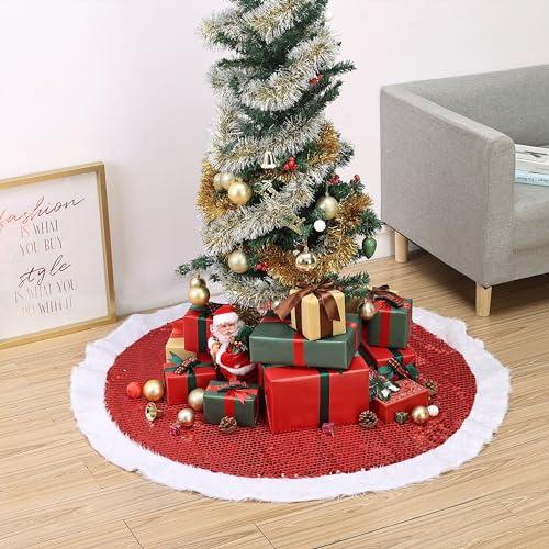 Mr. Pen- Christmas Tree Skirt 48 inches, Knitted Christmas Skirt Tree, Xmas Tree Skirt