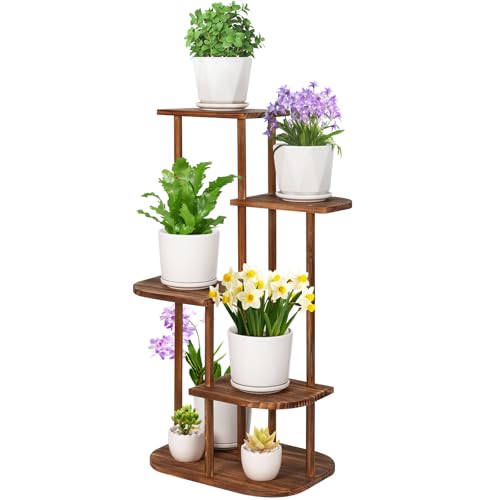 5 Tier Wood Plant Stand for Multiple Plants Indoor Plant Shelf Multi-Tier Flower Pot Holder Corner Display Rack