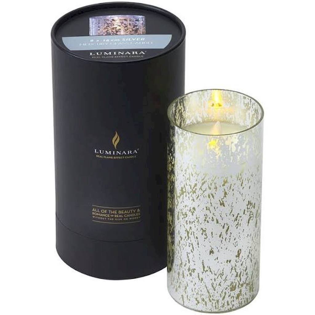 Luminara - Mercury Glass LED Candle - Silver - 18cm - Black