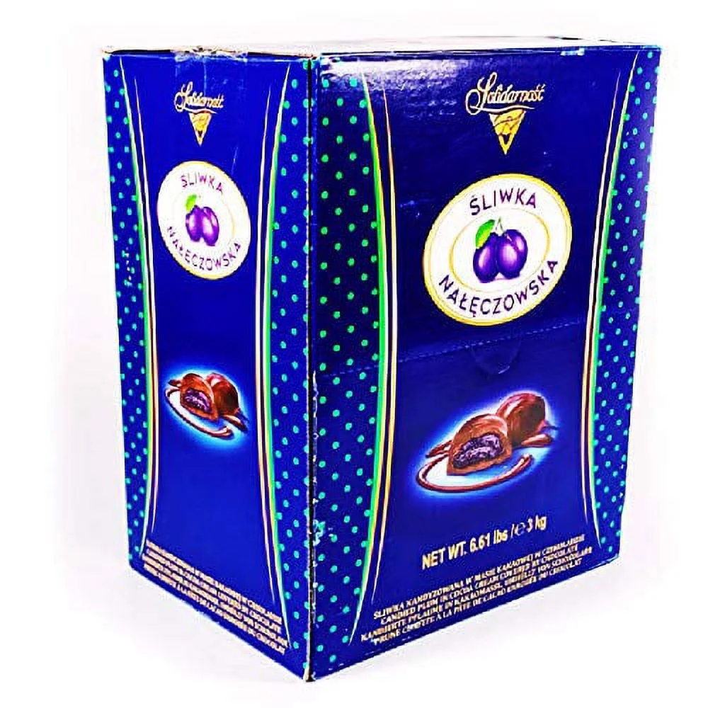 Candied Plums With Cocoa Cream And Chocolate, Polish Prunes, Sliwka Naleczowska Big Candy Box 3 Kg | 6.6 Lb