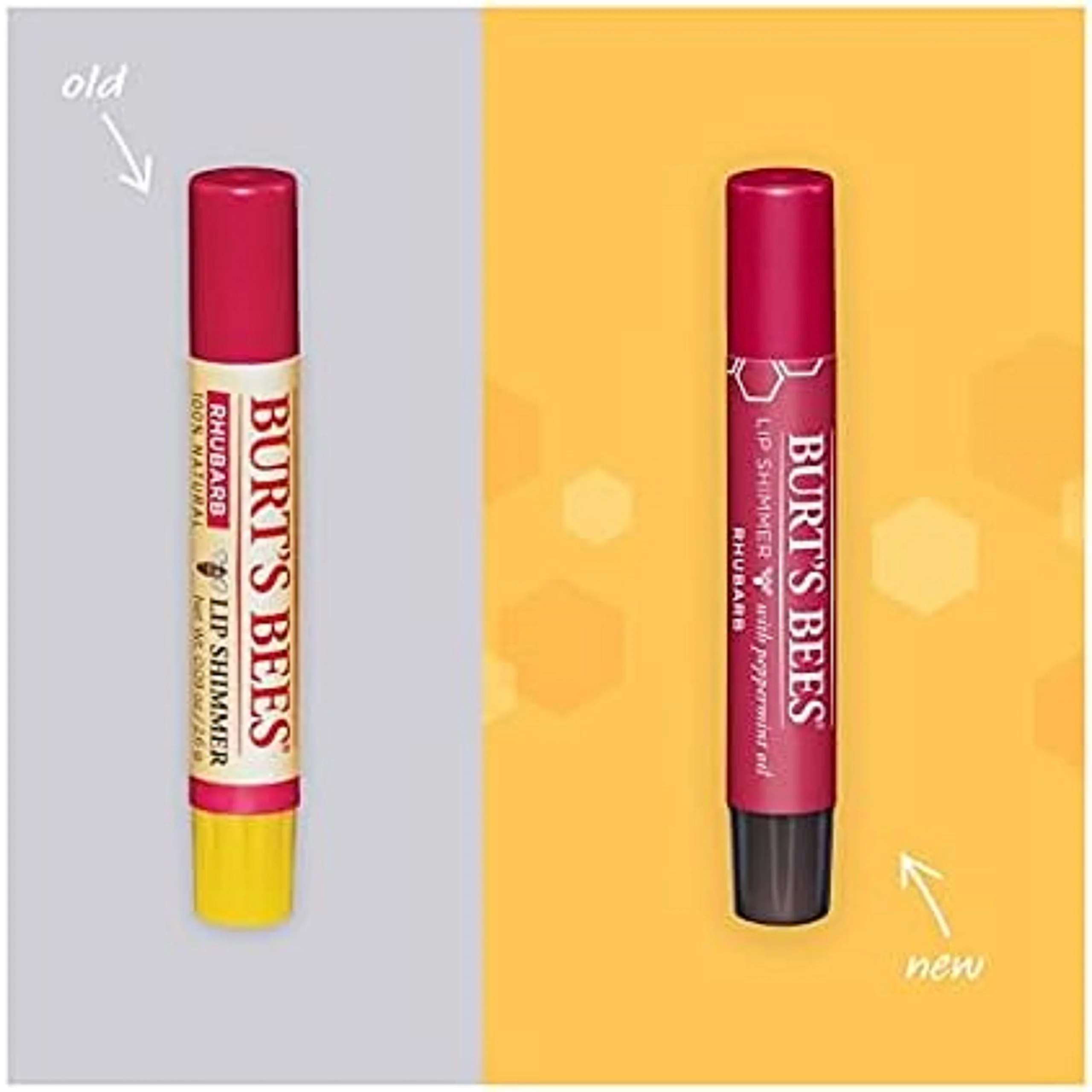 Burt,S Bees Shimmer Lip Tint Set, Tinted Lip Balm Stick, Moisturizing For All Day Hydration With Natural Glowy Pigmented Finish & Buildable Color, Rhubarb (4-Pack)