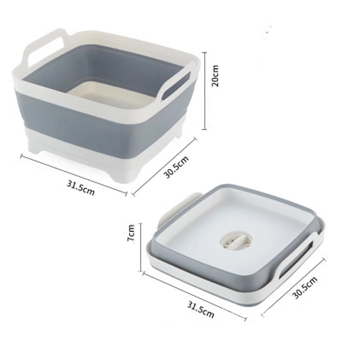 Musuos Dish Tub Collapsible Collapsible with Drain Plug Carry Handles, Washing Basin Drainer