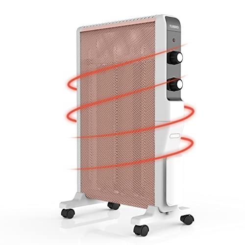 TURBRO Arcade HR1500 Electric Mica Space Heater 1500W, Room and Office Heating with Thermostat and Safety Protection, 2 Heat Settings, Quiet, 120V, White