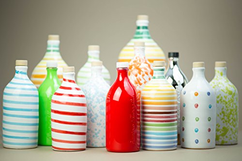 Antico Frantoio Muraglia | Premium Italian Extra Virgin Olive Oil | First Cold Pressed Gourmet EVOO | RAINBOW Arcobaleno Collectible Handmade Ceramic Bottle | 16.9 Fl.oz (500 ml)