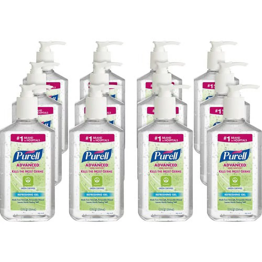PURELL reg; Hand Sanitizer Gel - 12 fl oz (354.9 mL) - Pump Bottle Dispenser - Kill Germs - Hand - Clear - 12 / Carton | Bundle of 2 Cartons
