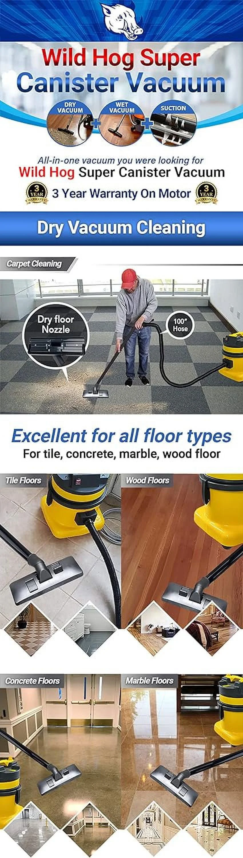 Wild Wet Dry Canister Vacuum & Window Blind Cleaner 4 Gal