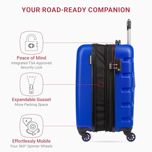 SwissGear 7366 Hardside Expandable Luggage with Spinner Wheels, White, Carry-On 19-Inch