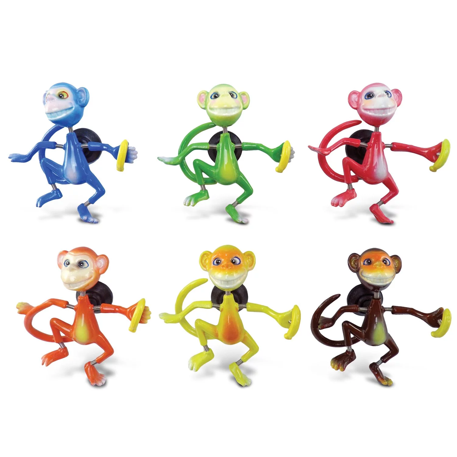 CoTa Global Monkey Refrigerator Bobble Magnets Set of 6 - Assorted Color Fun Cute Zoo Wild Life Animal Bobble Head Magnets For Kitchen Fridge, Lockers, Home Decor Cool Office & Decor Novelty - 6 Pack