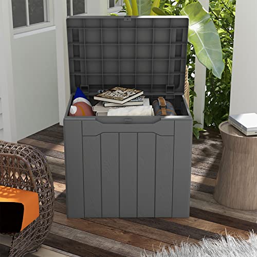 Patiowell 70 Gallon Plastic Storage Bench, Water-Resistant Deck Box for Patio Furniture, Garden Tools, Pool Storage and Outdoor Cushions, Black