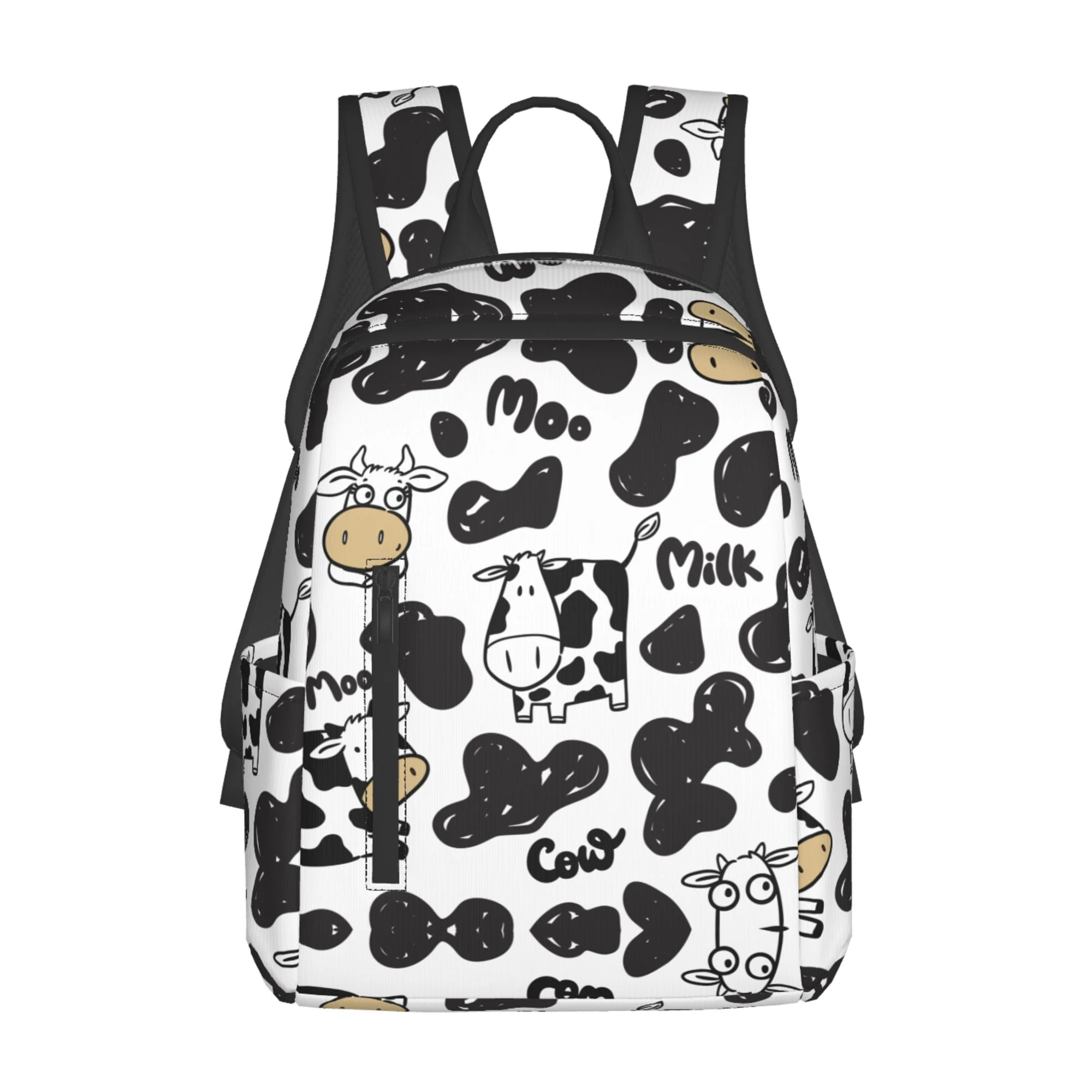 LAKIMCT Moo Milk Cow Lightweight Backpack for Kids Adult, College Business Travel Casual Bag Student Bookbag