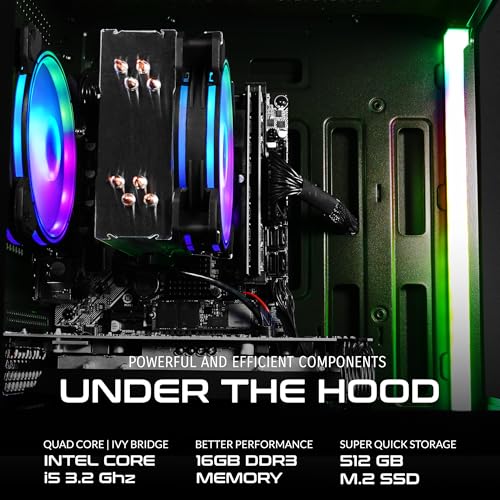SAAV X1 Prebuilt Gaming PC Bundle with Monitor 22in, Intel i5 3.4GHz, 16GB RAM, GEFORCE GTX750 GDDR5, 512GB NVME, WiFi 6, Bluetooth, Win 10, Mouse Keyboard, Gaming PC Setup, PC Gaming Computer Desktop