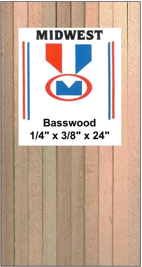 Basswood Strips 1/4X3/8X24 16 MID4068 Wood Building Supplies