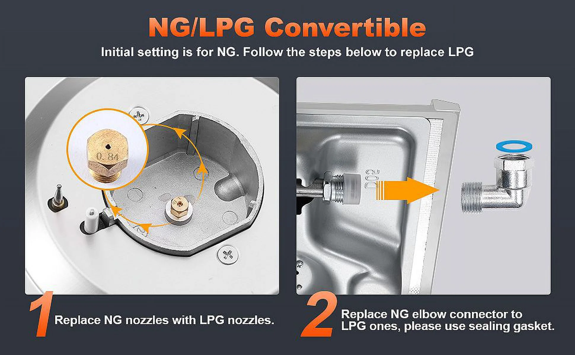 2-Burners Gas Cooktop 12 inch Stainless Steel Kitchen Gas Hob NG/LPG Convertible Built-In Integrated