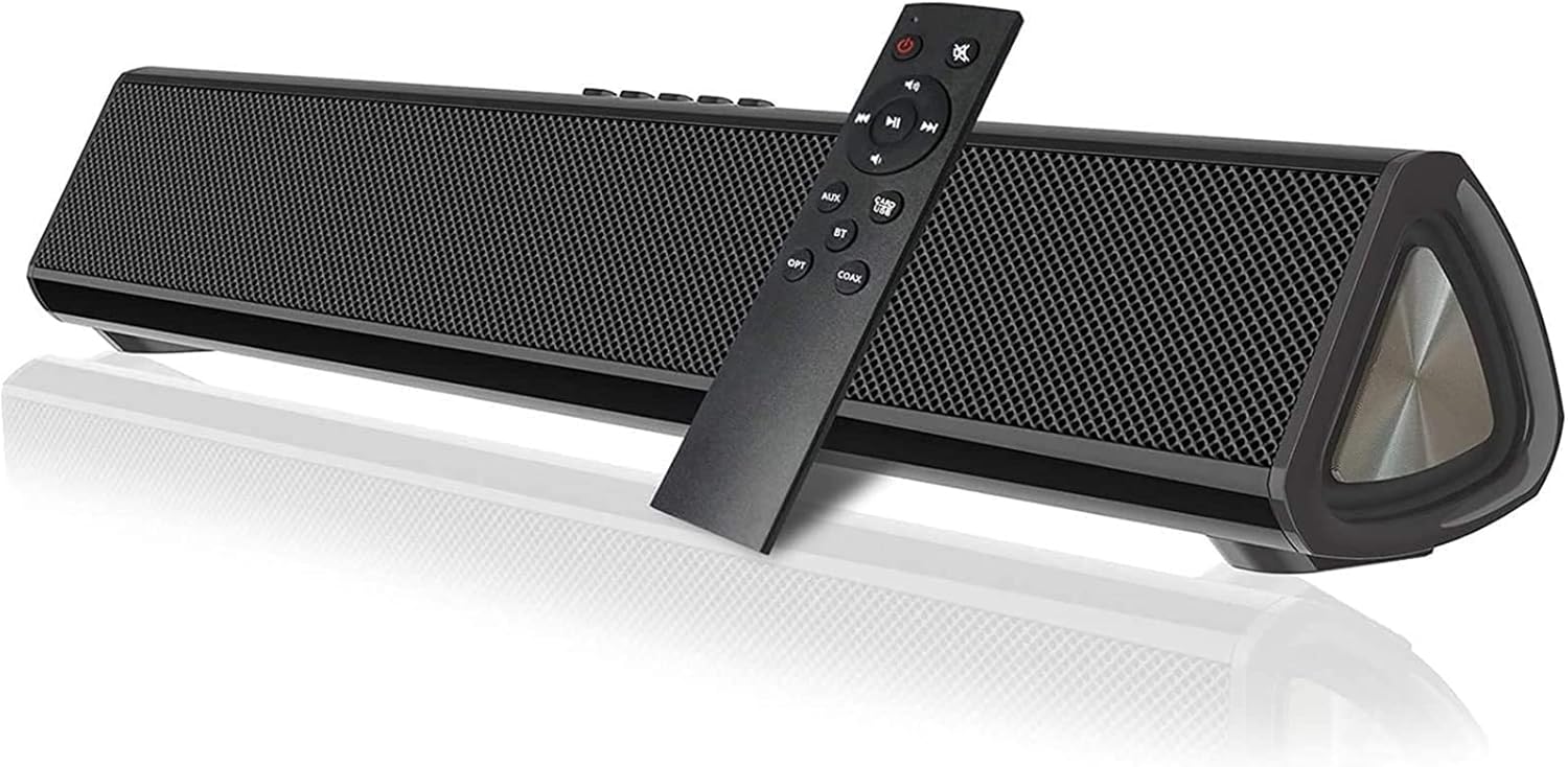 Sound Bars for TV with Subwoofer, YOKARTEE Bluetooth TV Soundbar with Wireless Speakers for TV/PC/Projector, 30W Compact Home Audio Sound Bar, Remote Control, Built-in Mic, Optical/AUX/USB/COAX Inputs
