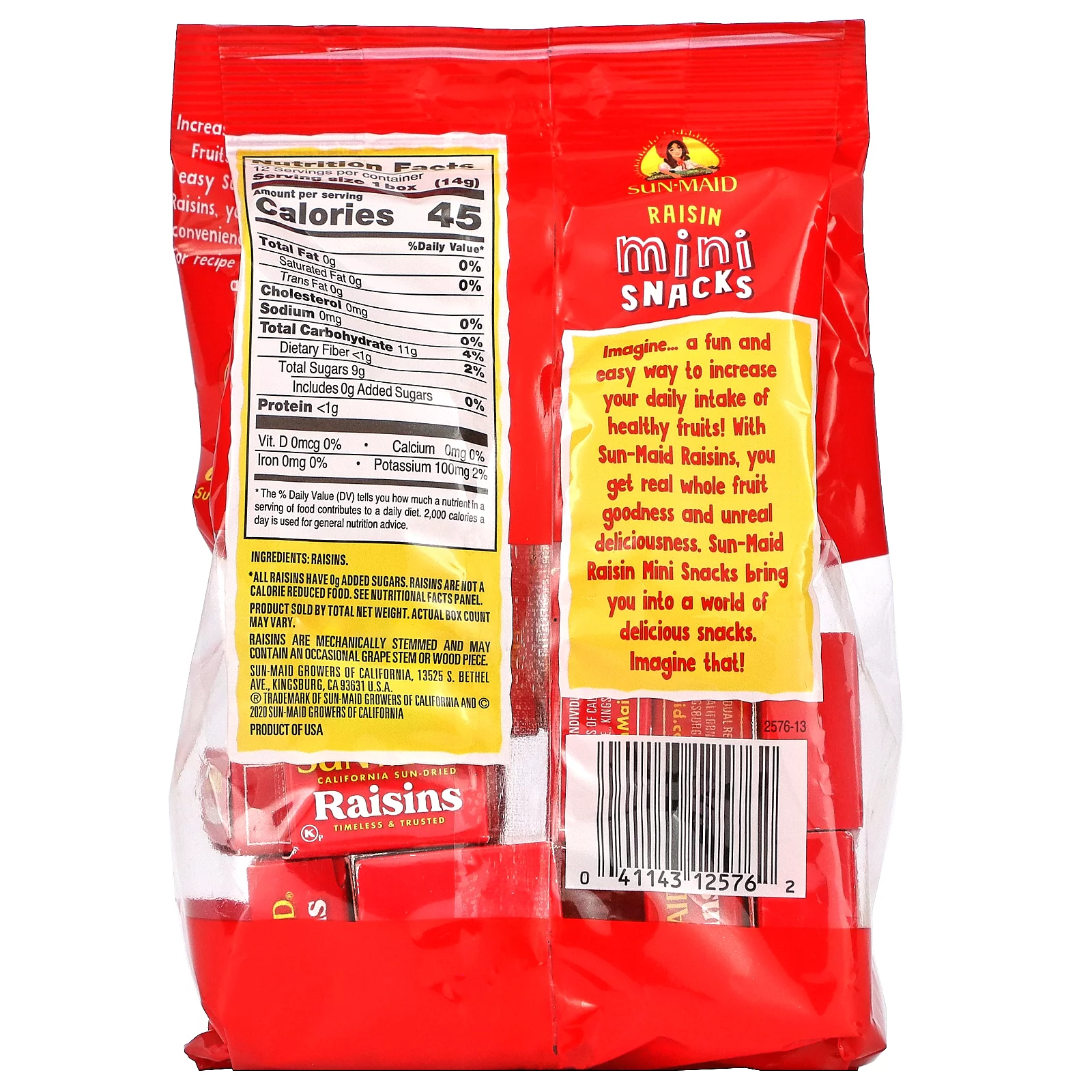 Sun-Maid, Raisin Mini Snacks, 12 Boxes, 0.5 oz Pack of 4