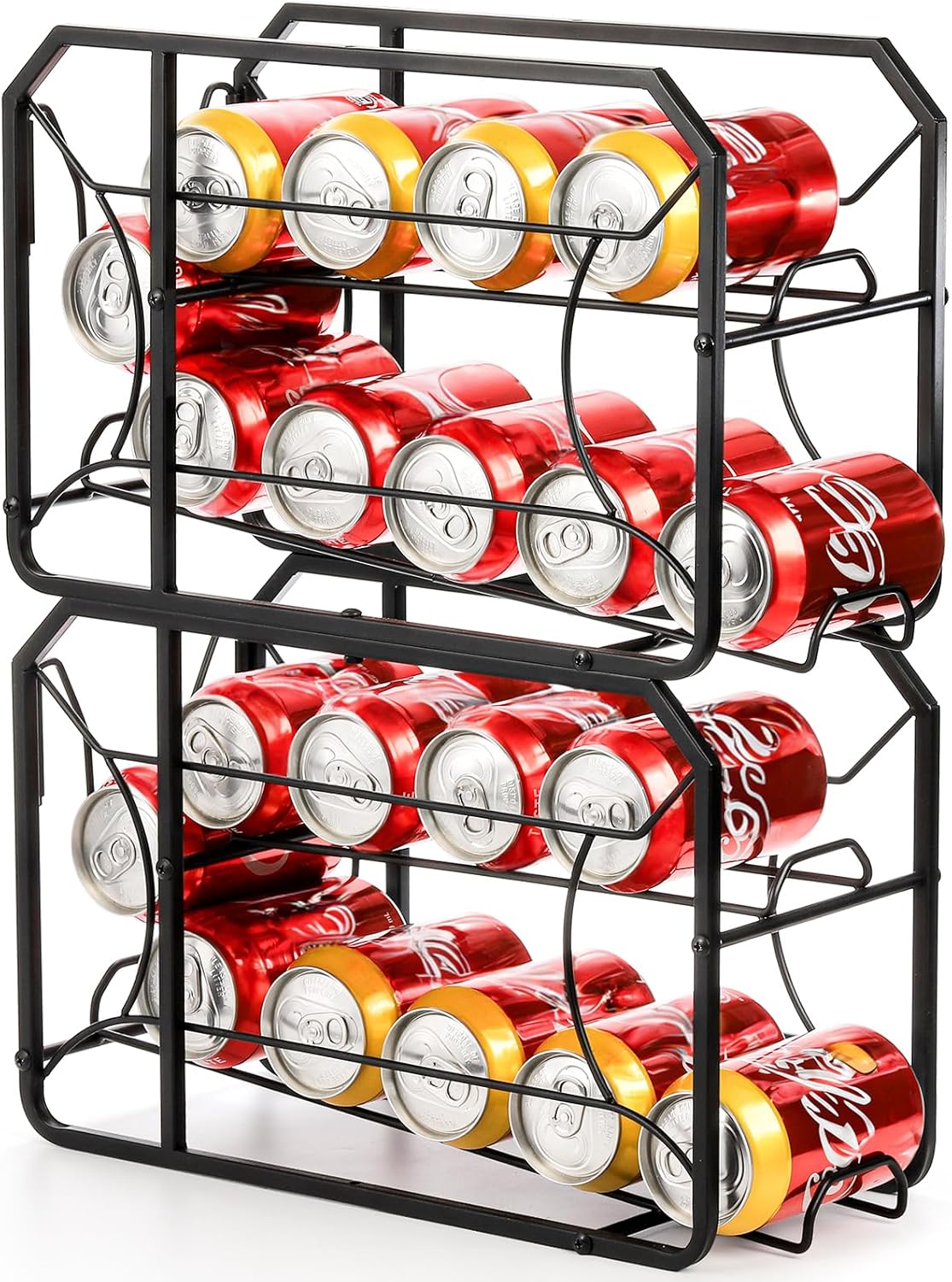 ZENFUN Can Rack Organizer, Soda Can Organizer, Can Soda Organizer First in First out, Stackable Can Storage Dispenser Holds up to 20 Cans for Refrigerator, Kitchen, Pantry, Black, Detachable