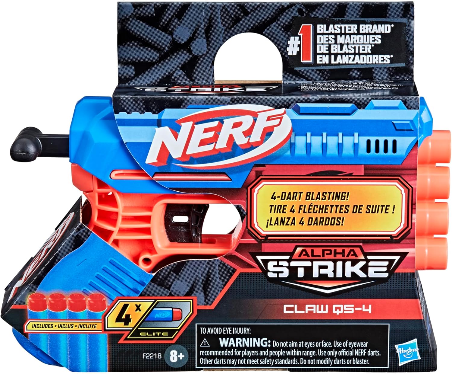 NERF Alpha Strike Claw QS-4 Blaster 4 Official Elite Foam Darts
