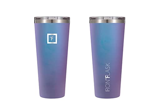 IRON °FLASK Classic Tumbler - Vacuum Insulated Stainless Steel Water Bottle, Double Walled, Drinking Cup, Insulated Travel Mug (Cotton Candy, 24 oz Solid Lid)