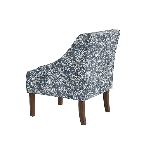 HomePop Velvet Swoop Arm Accent Chair, Suri Blue