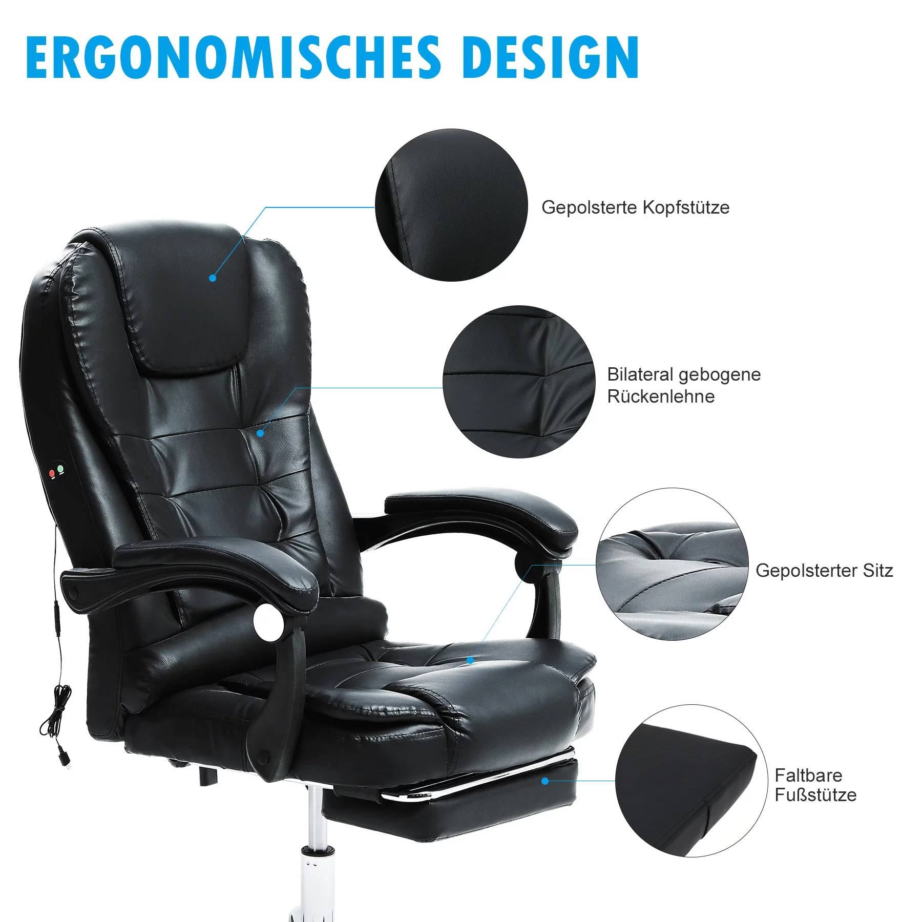 Bestco Executive Office Chair with Recline & Massage Height Adjustable Home Desk Chair