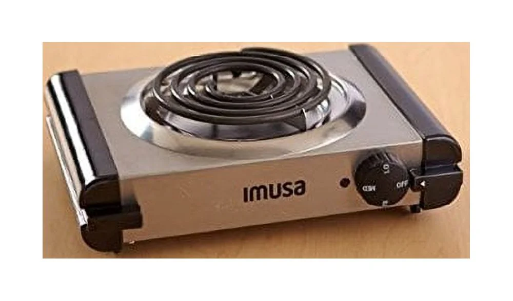 IMUSA GAU-80311 Electric Stainless Steel Single Burner 1,000-Watts, Silver