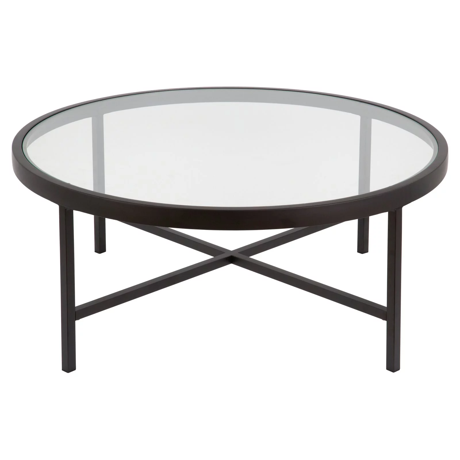 Henn&Hart Round Metal Base Coffee Table in Brass and Gold