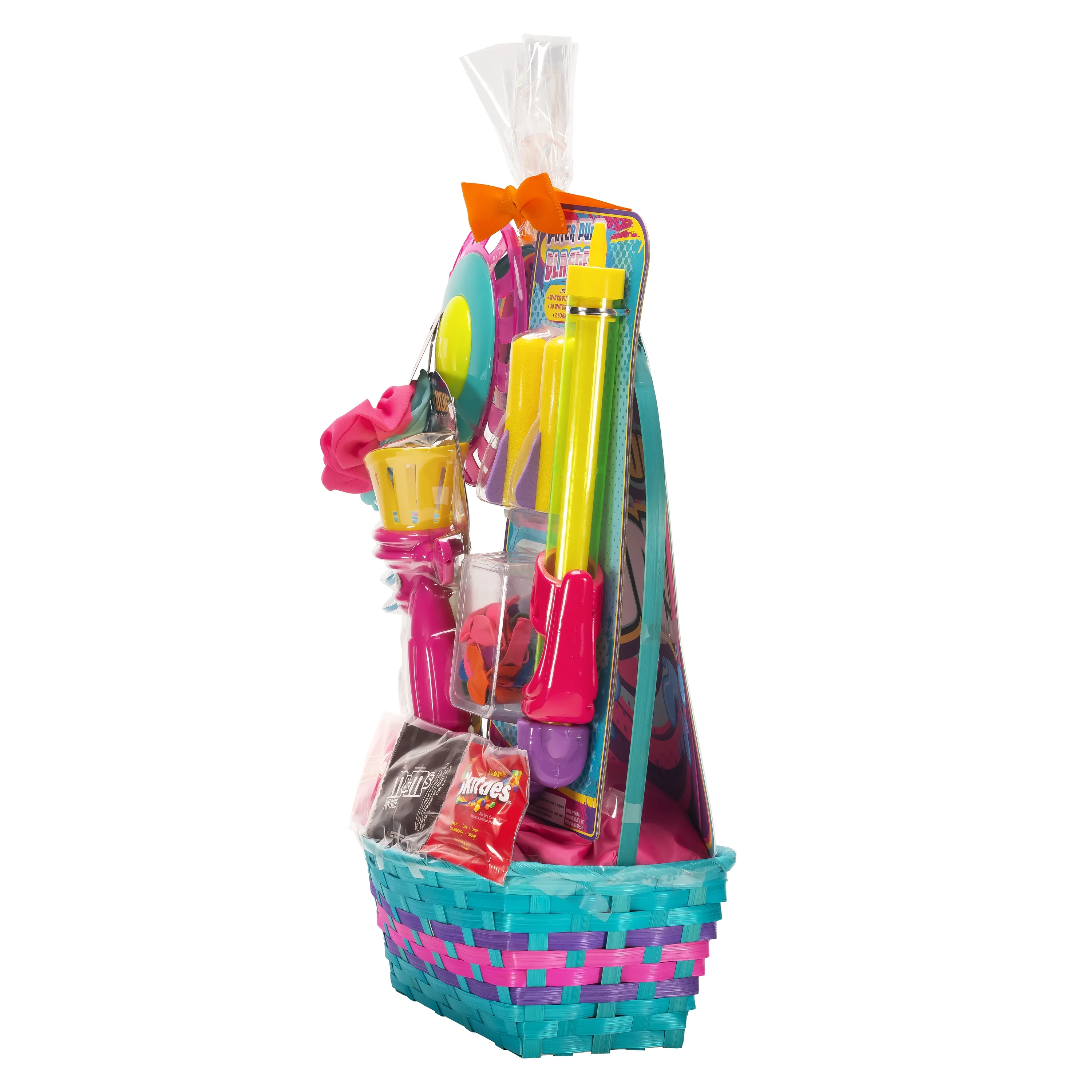 Girl Outdoor Games Easter Filled Basket with Plastic Toys and Candies, by Wondertreats
