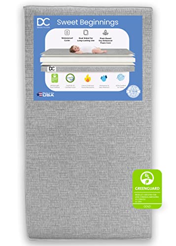Delta Children Sweet Beginnings Dual Sided Crib and Toddler Mattress in a Box - GREENGUARD Gold and CertiPUR-US Certified - Plant-Based Soy Foam Core - Waterproof - 5 Year Warranty - Made in USA