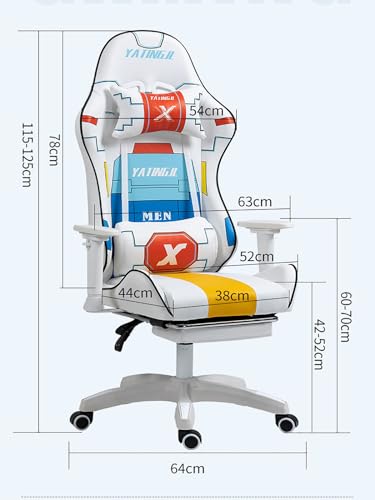 Ergonomic Gaming Chair Recliner Adjustable Desk Chair Comfortable Hight Leather Swivel Computer Chair with 360°for Adult Teen Office Or Gaming Big and Tall Havefootrest White