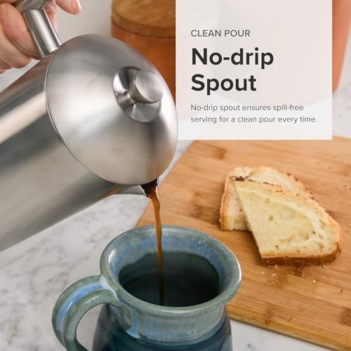 Frieling Double-Walled Stainless-Steel French Press Coffee Maker in Frustration Free Packaging, Polished, 17 Ounces