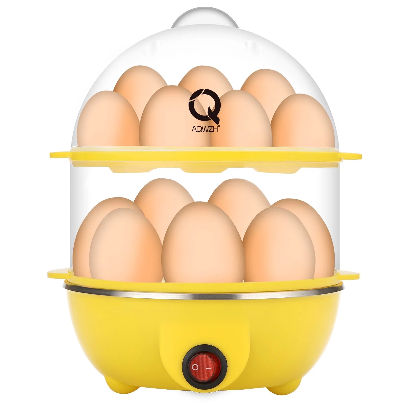 LFOGoods Rapid Egg Cooker Electric for Hard Boiled, Poached, Scrambled Eggs, Omelets, Steamed Vegetables, Seafood, Dumplings, 14 Capacity, with Auto Shut Off Feature-yellow