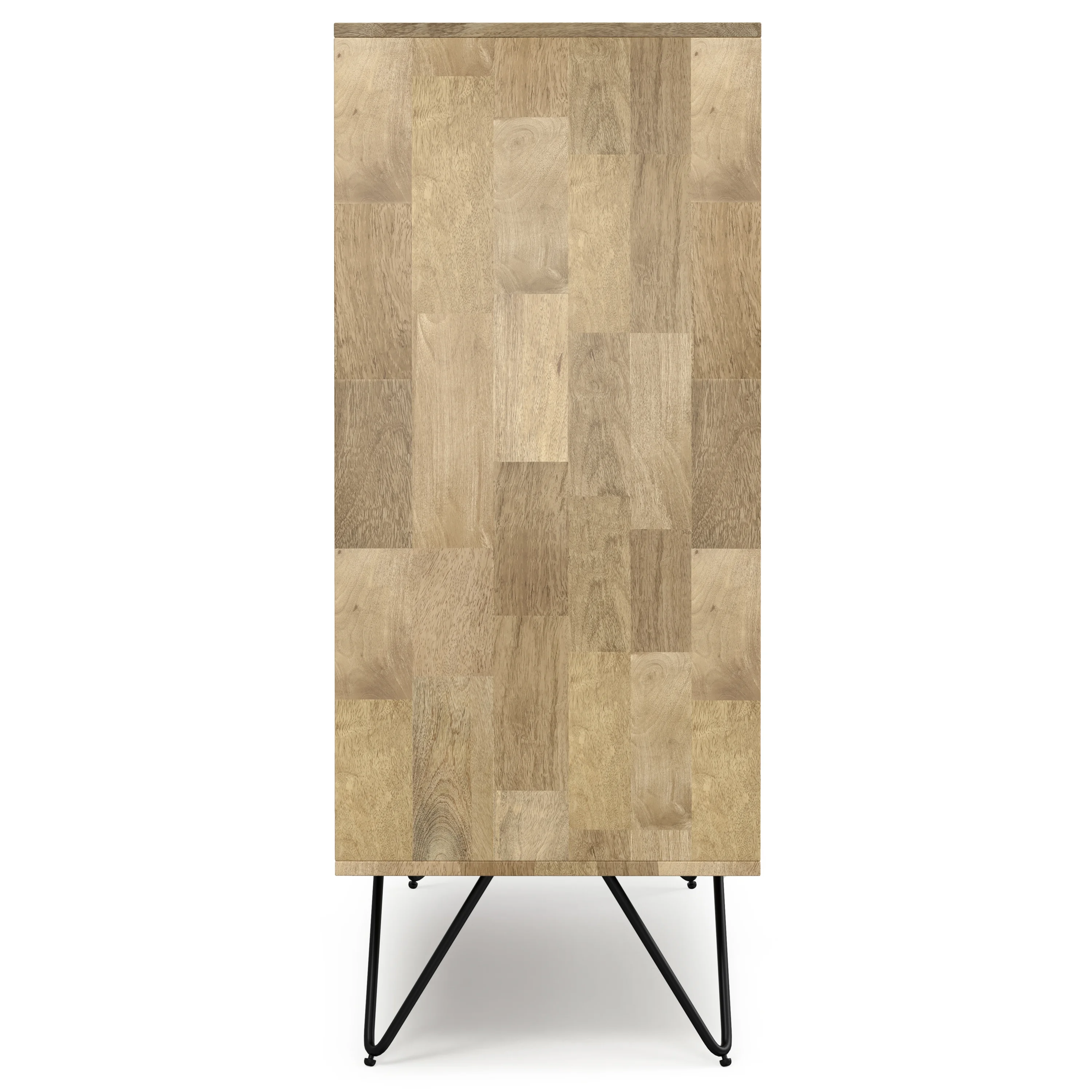 Simpli Home Hunter SOLID MANGO WOOD and Metal 39 inchWide Modern Industrial Medium Storage Cabinet in Natural