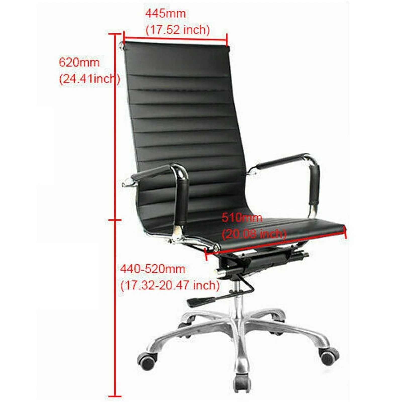 FOH Black Executive Office Chairs High-Back Leather Task Chair for Conference Room and Hotel, Premium Ergonomic Hotel Desk Chair