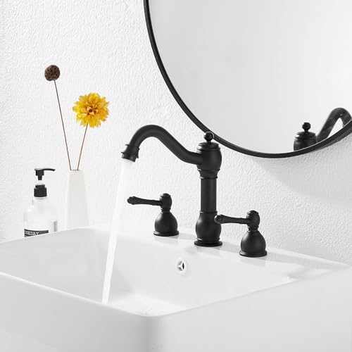 GGStudy 360° Swivel Antique Brass Bathroom Vessel Sink Faucet Single Handle One Hole Matching with Pop Up Drain