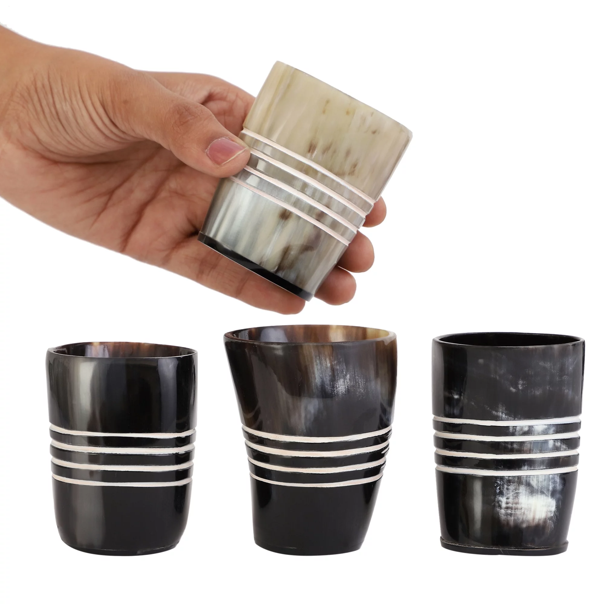 Viking Drinking Horn Cups Mead Horn Whiskey Shot Cup for Beer, Mead, Ale, Wine, Mead, Ceramic Medieval Inspired Food Safe Set Of 6