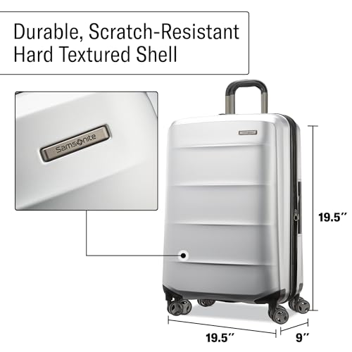 Samsonite Carry-On Pro Front Pocket Hardside Expandable 21-Inch Octiv Luggage: Durable & Impact Resistant, 360° Aero Trac Spinner Wheels, Adjustable Telescopic Handle, TSA Approved Lock - Silver