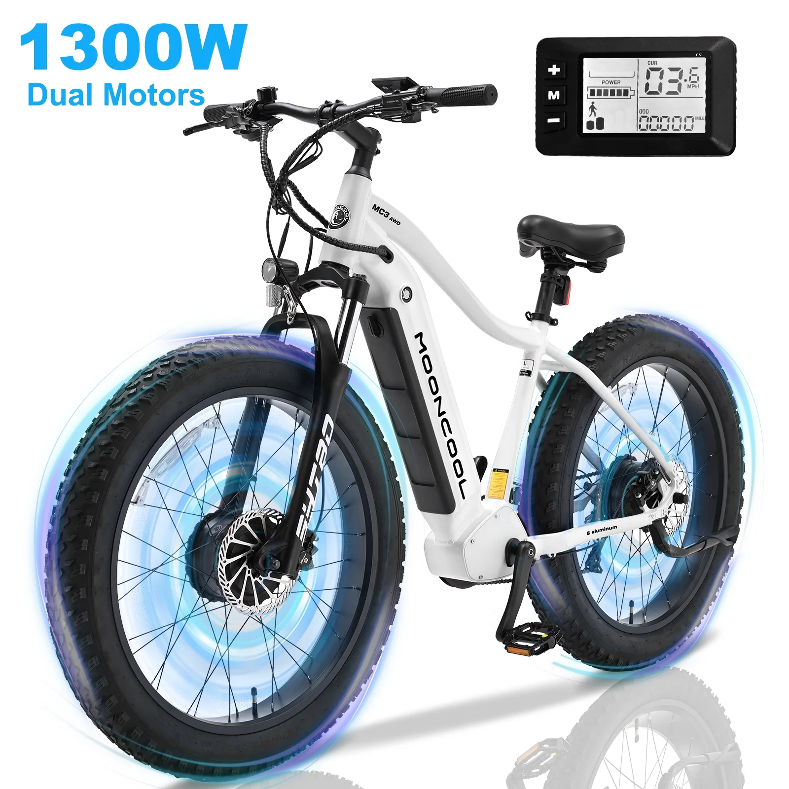 ABORON Electric Bike for Adults, 1000W Dual Motor AWD MTB，48V 15AH Battery，26