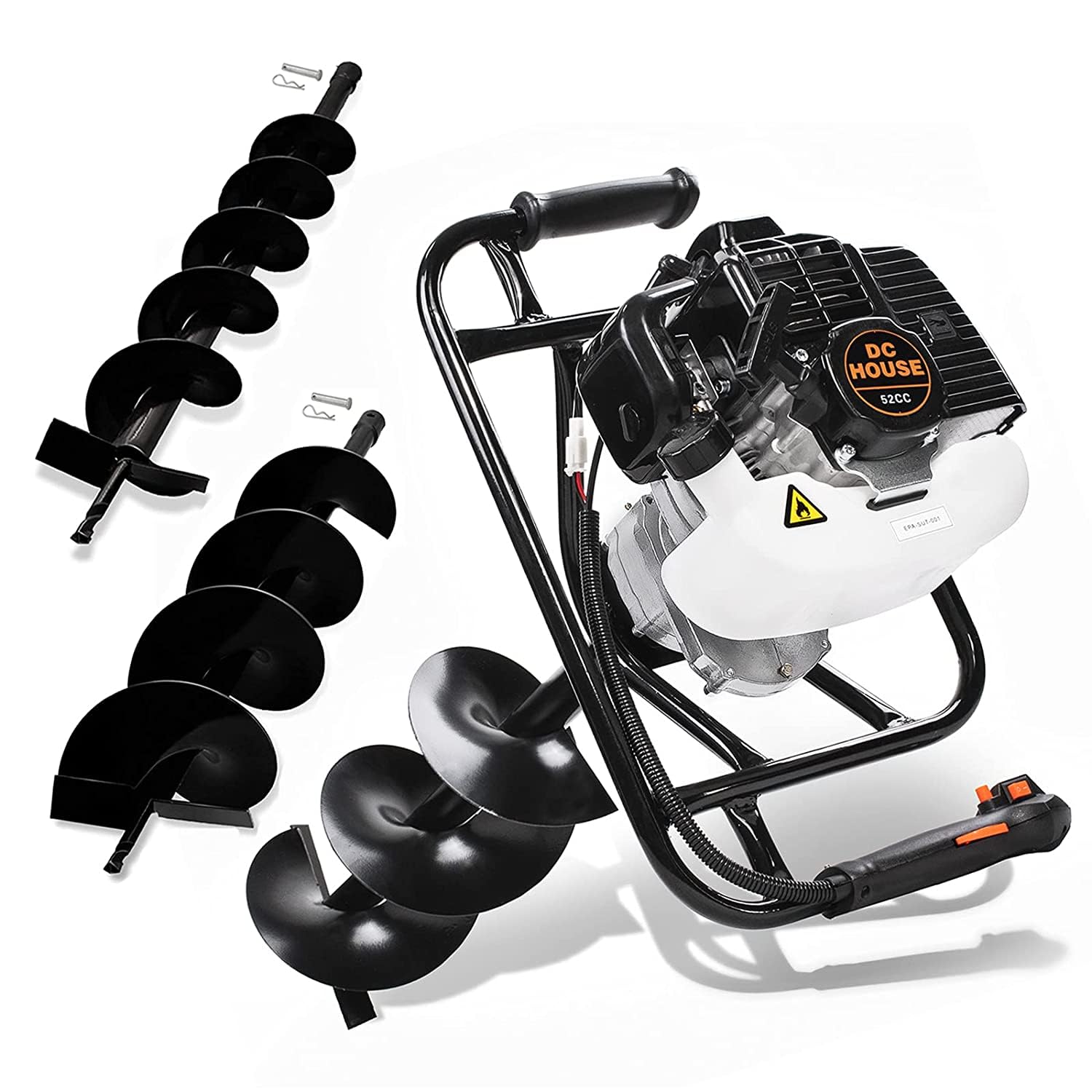 DC HOUSE 52cc 2.4HP Gas Powered Post Hole Digger with Two Earth Auger Drill Bit 6